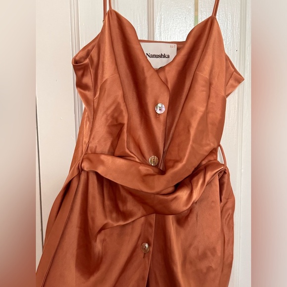 NANUSHKA DRAPED WAIST DRESS - ORANGE - Picture 6 of 11